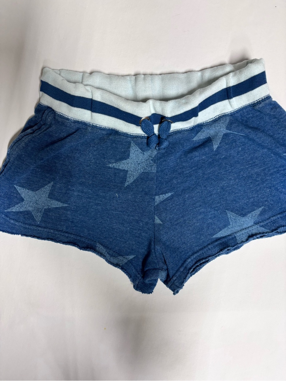 Vintage Havana Star Print Sweat Shorts Blue Striped Waistband Size M
